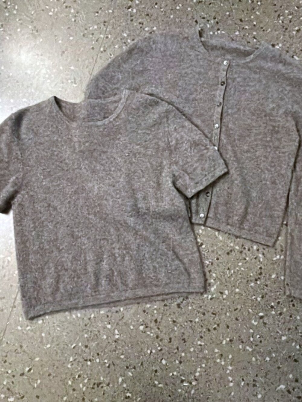 Grey cashmere T-Shirt & Cardigan Set Bundle